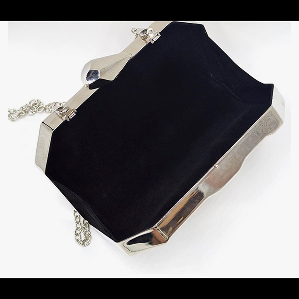 🔥 Women Lattice Pattern Metal Handbag Chain Geometric Evening Clutch Purse - Picture 3 of 5